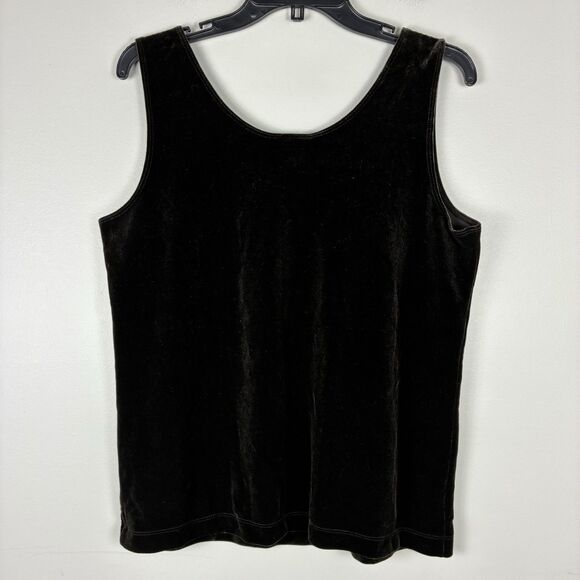 Chicos Velvet Tank Top Women’s Sz 2 / L Stretch Dark Brown Formal Party Holiday - Picture 4 of 6